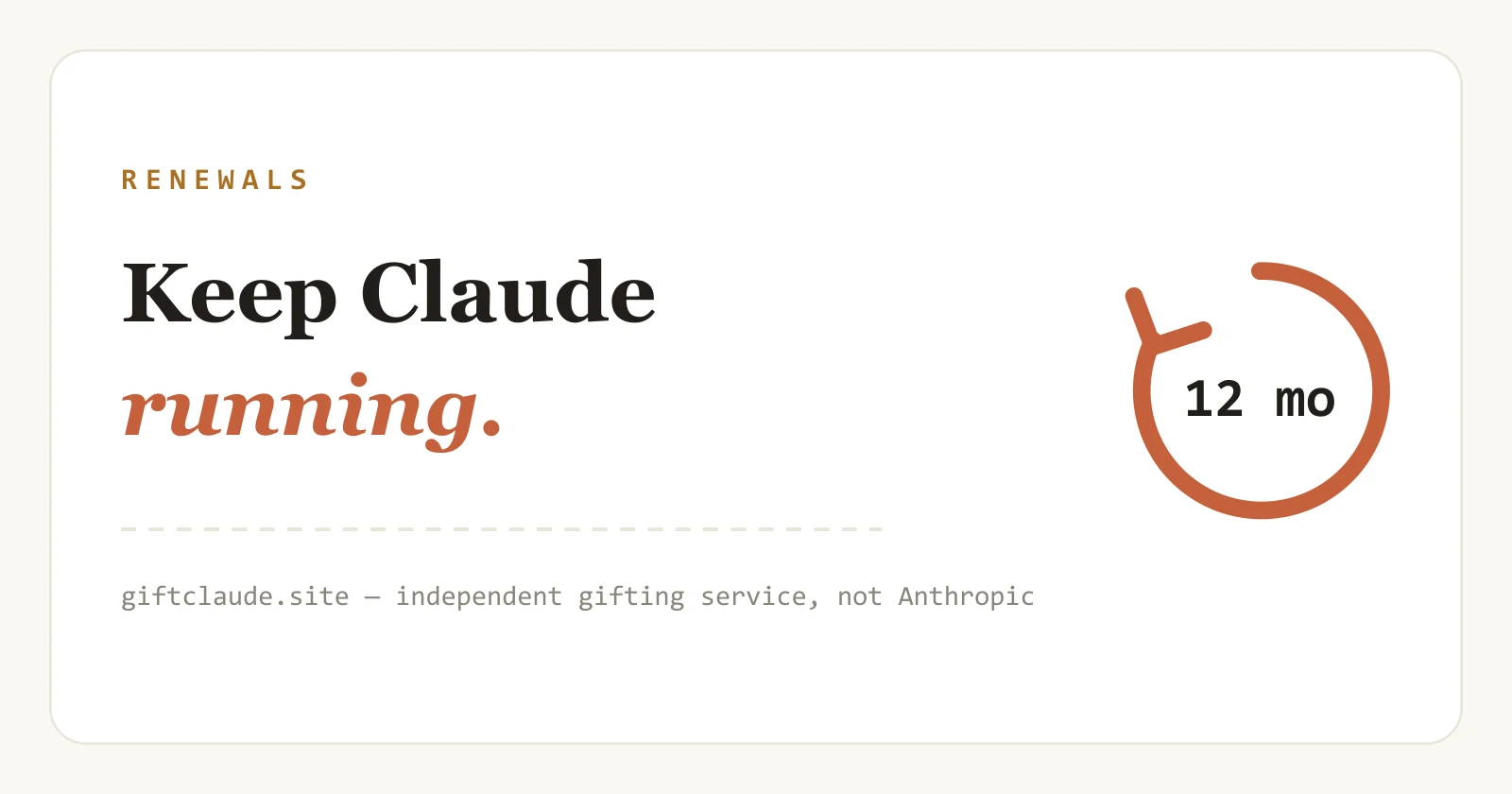 A circular renewal arrow around a Claude subscription calendar